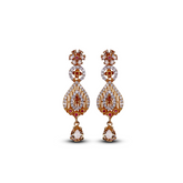 Golden Earrings with Champagne, Red & White Zircon